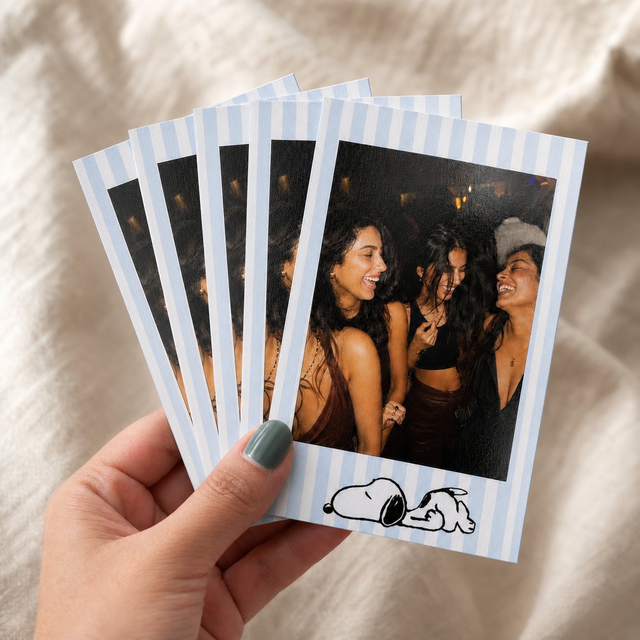 Mini Blue Stripe Sleepy Pup Polaroids
