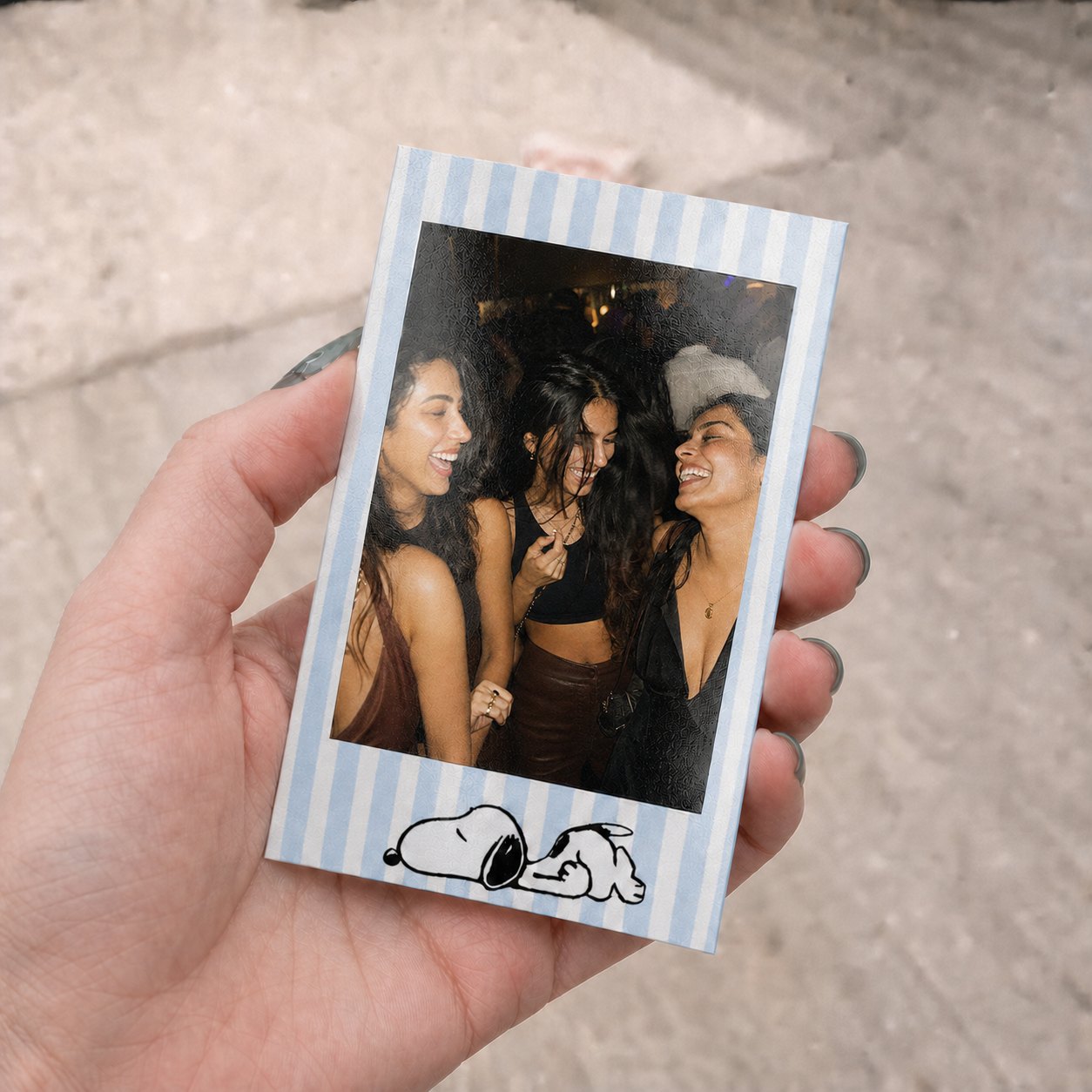 Mini Blue Stripe Sleepy Pup Polaroids