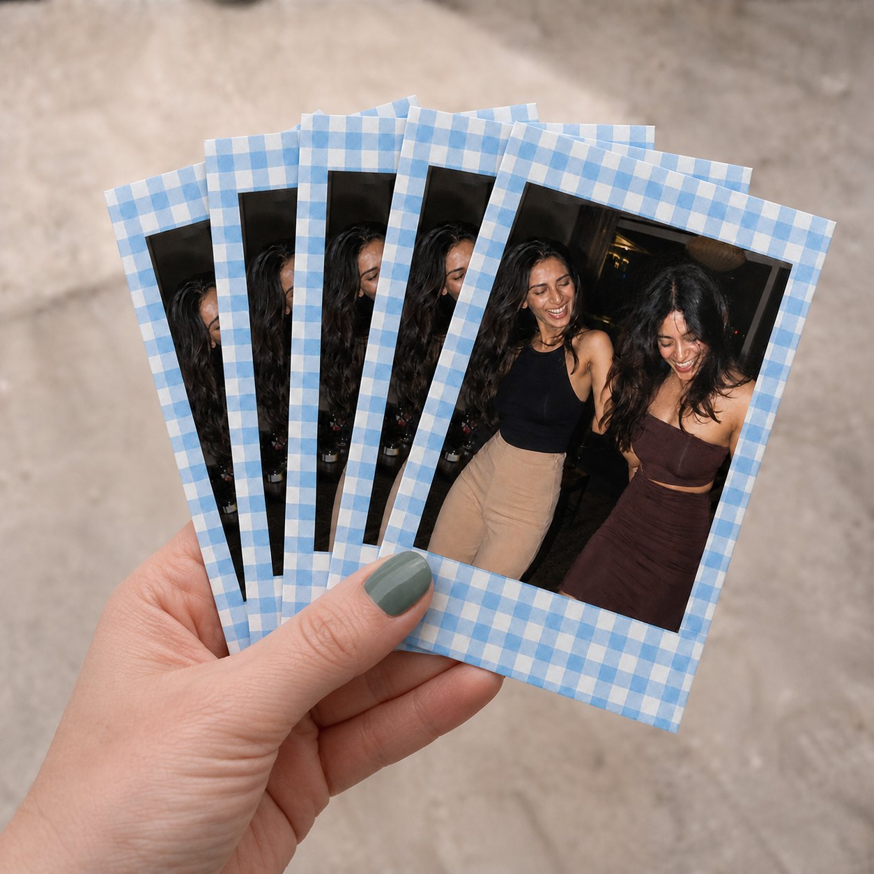 Mini Blue Gingham Polaroids