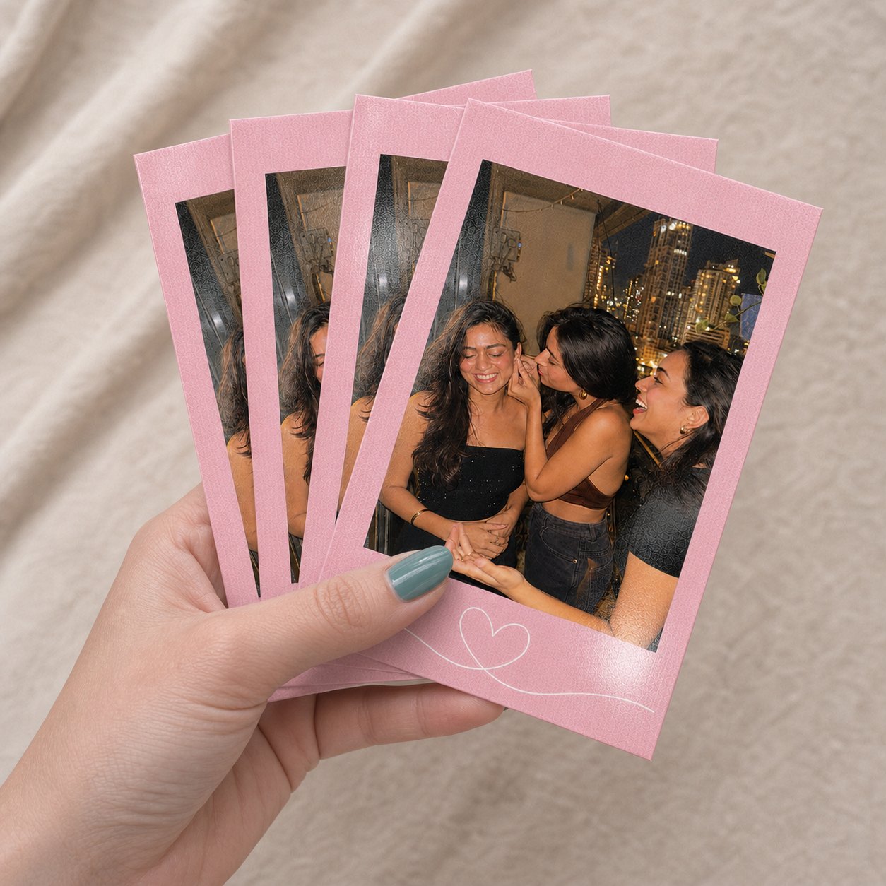 Mini Blush Pink Heart Polaroids