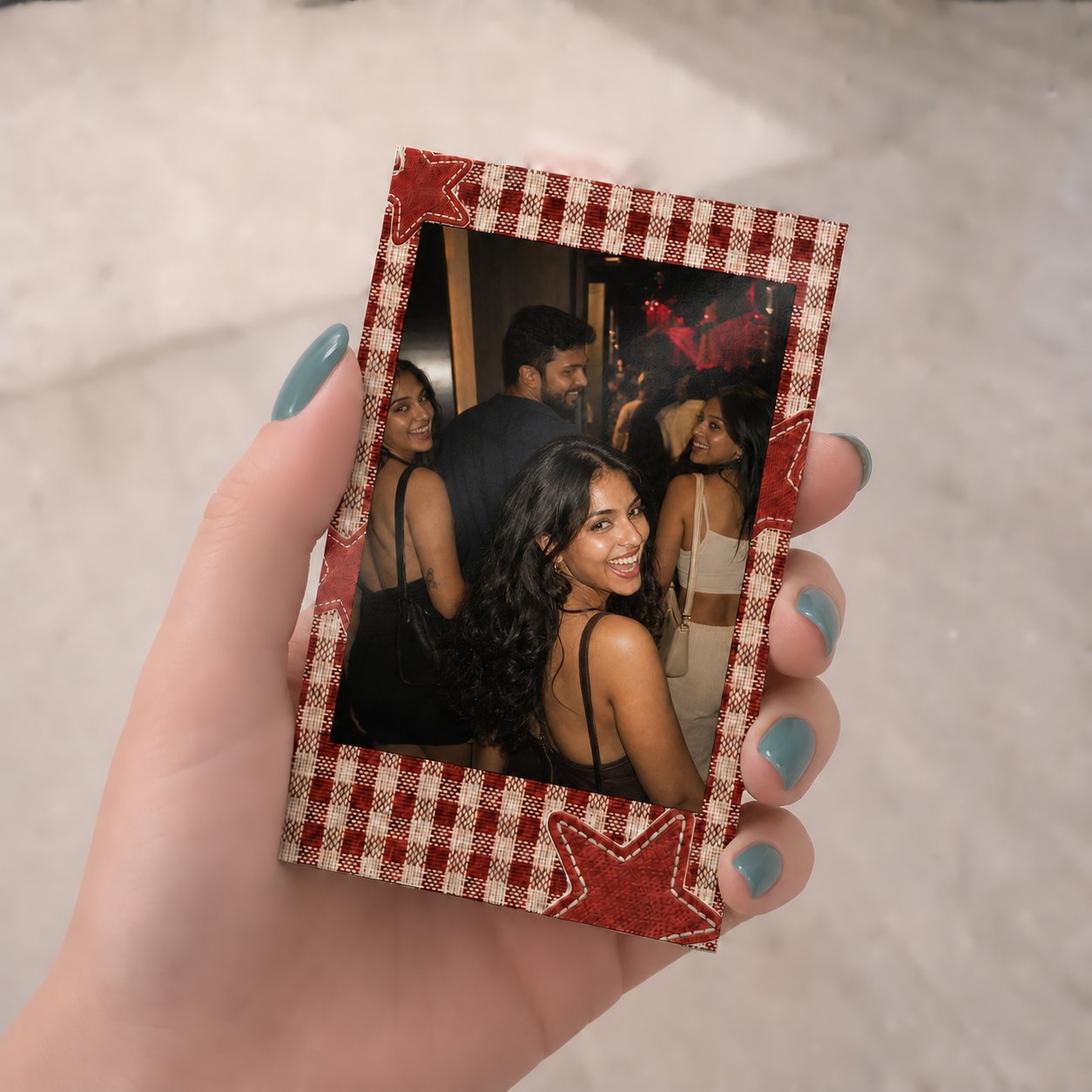Mini Red Gingham Star Polaroids