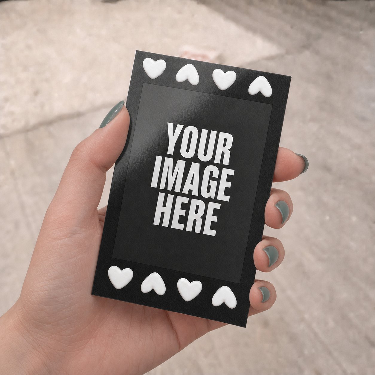 Mini Puffy Heart Black Polaroids