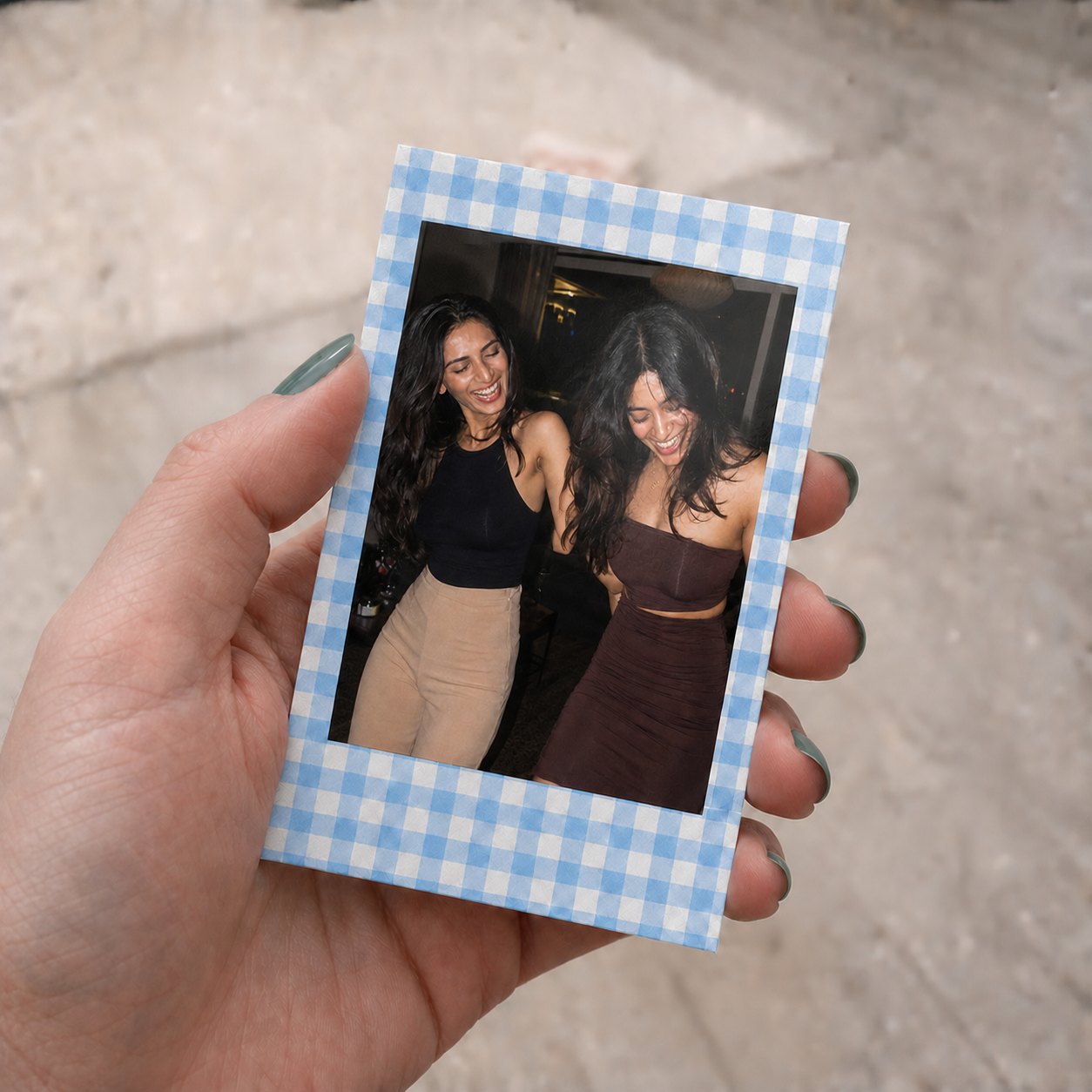 Mini Blue Gingham Polaroids